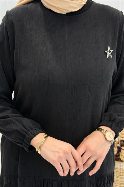 Behrem Büyük Beden Tesettür Pantolonlu Takım Siyah OTW3556