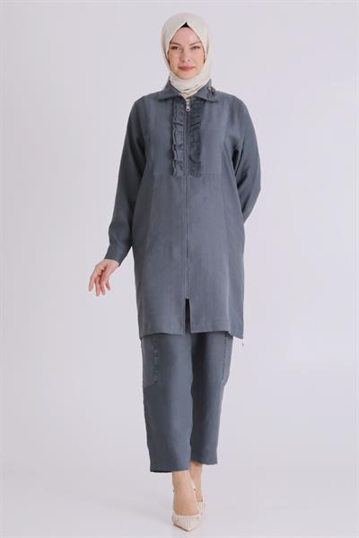 Behrem Büyük Beden Tesettür Pantolonlu Takım Nefti OTW35146