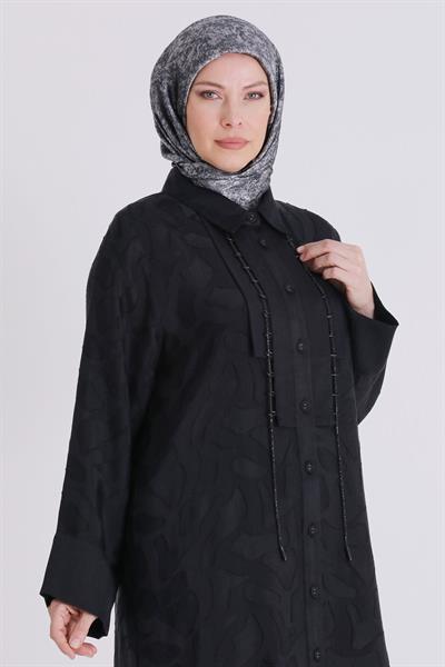 Behrem Büyük Beden Tesettür Pantolonlu Takım Siyah OTW35147