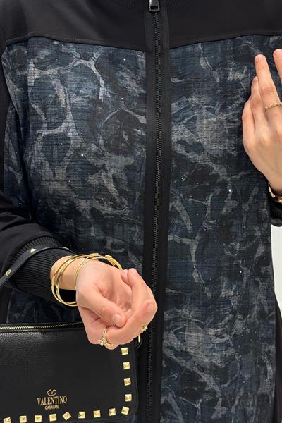 Behrem Büyük Beden Tesettür Pantolonlu Takım Siyah OTW35148