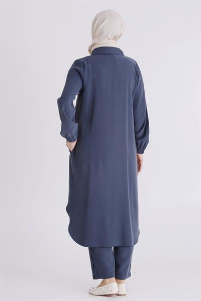Behrem Büyük Beden Tesettür Pantolonlu Takım Lacivert OTW35142