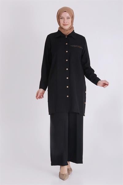 Behrem Büyük Beden Tesettür Takım Siyah OTW3541