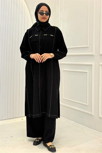 Behrem Büyük Beden Tesettür Takım Siyah OTW3559