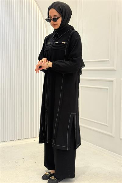 Behrem Büyük Beden Tesettür Takım Siyah OTW3559