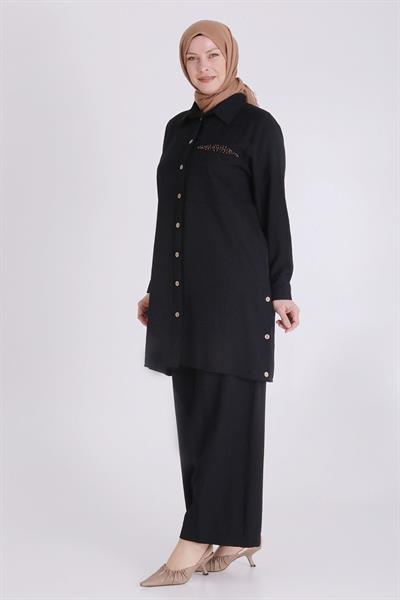 Behrem Büyük Beden Tesettür Takım Siyah OTW3541