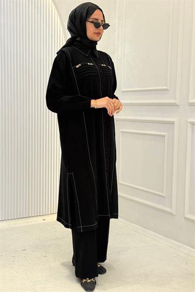 Behrem Büyük Beden Tesettür Takım Siyah OTW3559