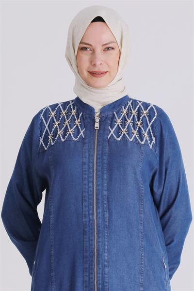 Behrem Büyük Beden Tesettür Tensel Kot Kap Koyu Mavi OTW25143