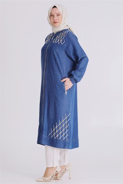 Behrem Büyük Beden Tesettür Tensel Kot Kap Koyu Mavi OTW25143