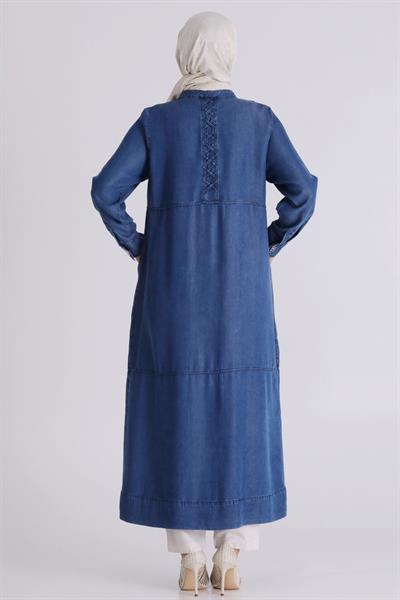 Behrem Büyük Beden Tesettür Tensel Kot Ferace Kot Mavi OTW28078