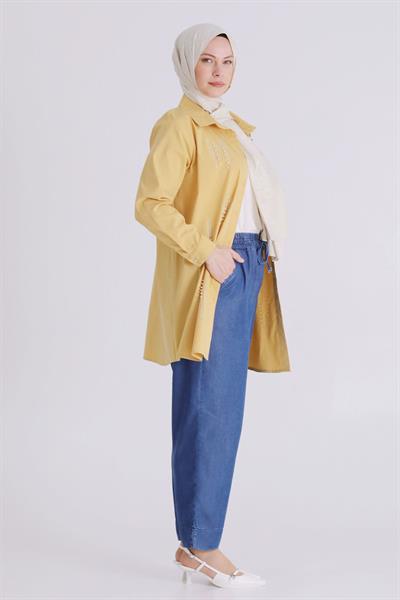 Behrem Büyük Beden Tesettür Tensel Pantolon Koyu Mavi OTW10509