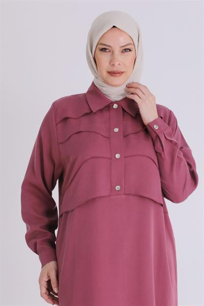 Behrem Büyük Beden Tesettür Tensel Pantolonlu Takım Dut OTW3545