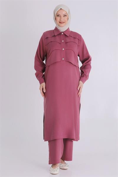 Behrem Büyük Beden Tesettür Tensel Pantolonlu Takım Dut OTW3545