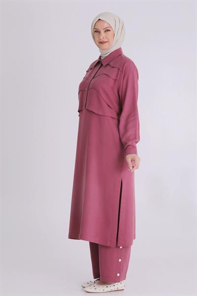 Behrem Büyük Beden Tesettür Tensel Pantolonlu Takım Dut OTW3545