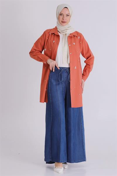 Behrem Büyük Beden Tesettür Tensel Pantolon Koyu Mavi OTW10510