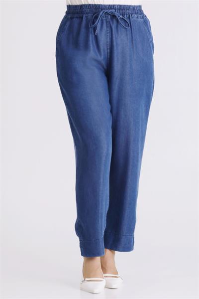Behrem Büyük Beden Tesettür Tensel Pantolon Koyu Mavi OTW10509