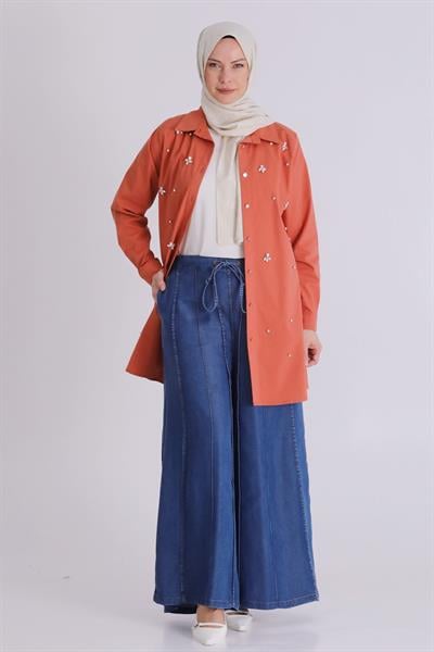 Behrem Büyük Beden Tesettür Tensel Pantolon Koyu Mavi OTW10510