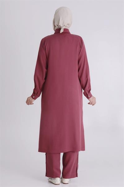 Behrem Büyük Beden Tesettür Tensel Pantolonlu Takım Dut OTW3545