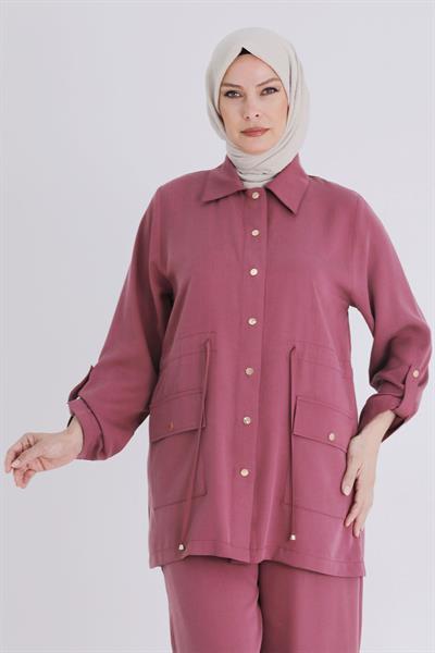 Behrem Büyük Beden Tesettür Tensel Pantolonlu Takım Dut OTW3544