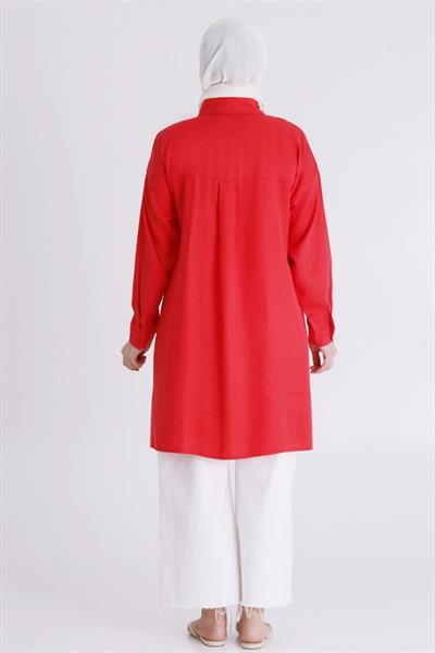 Behrem Büyük Beden Tesettür Tensel Tunik Scarlet OTW2355