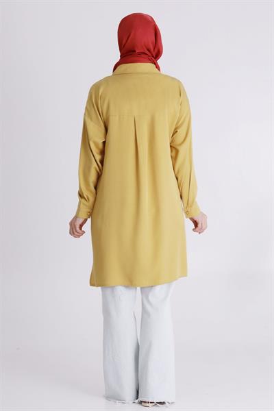 Behrem Büyük Beden Tesettür Tensel Tunik Safran OTW2355