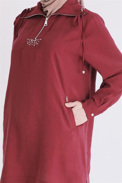 Behrem Büyük Beden Tesettür Tunik Bordo OTW23039