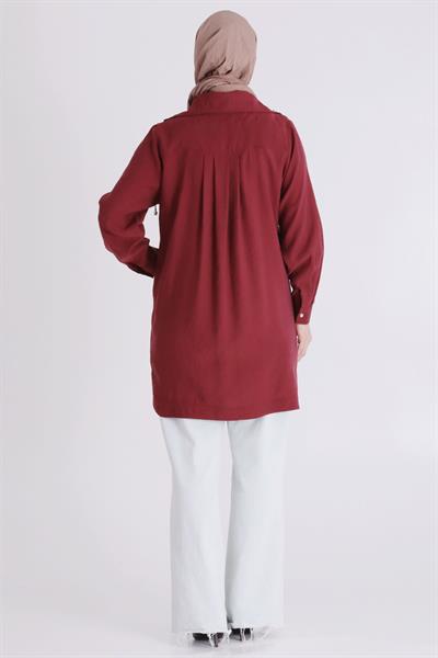 Behrem Büyük Beden Tesettür Tunik Bordo OTW23039