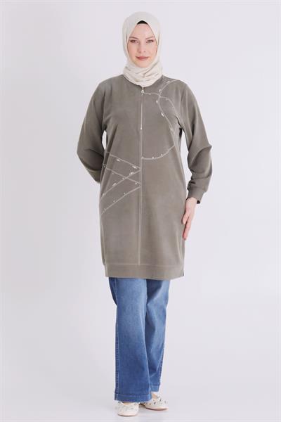 Behrem Büyük Beden Tesettür Tunik Haki OTW20141