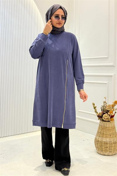 Behrem Büyük Beden Tesettür Tunik İndigo OTW20139