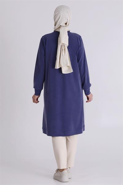 Behrem Büyük Beden Tesettür Tunik İndigo OTW20139