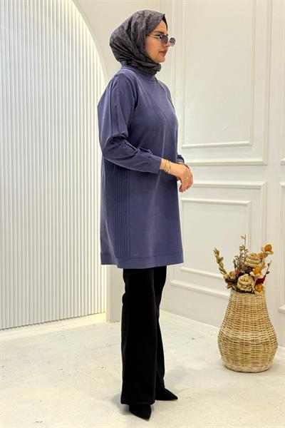 Behrem Büyük Beden Tesettür Tunik İndigo OTW20140