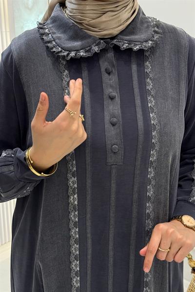 Behrem Büyük Beden Tesettür Tunik Lacivert OTW20138