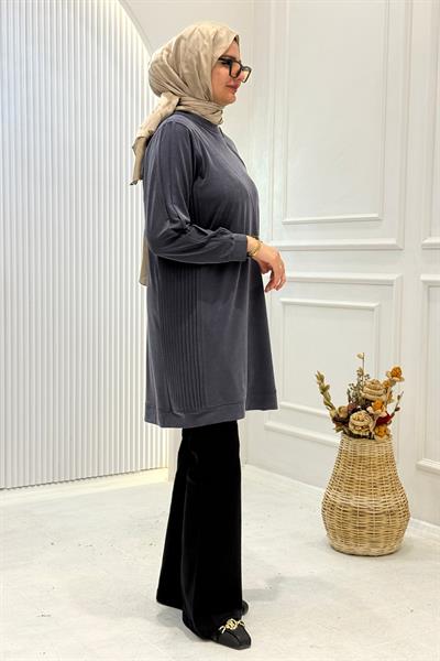 Behrem Büyük Beden Tesettür Tunik Lacivert OTW20140