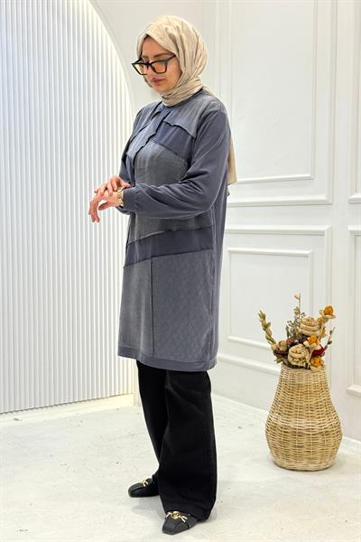 Behrem Büyük Beden Tesettür Tunik Lacivert OTW20137