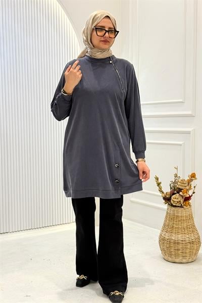 Behrem Büyük Beden Tesettür Tunik Lacivert OTW20140