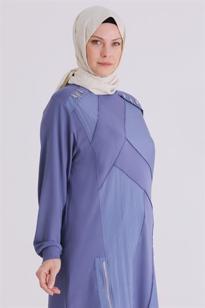 Behrem Büyük Beden Tesettür Tunik Morcivert OTW20135