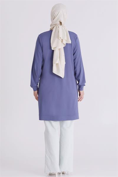 Behrem Büyük Beden Tesettür Tunik Morcivert OTW20135