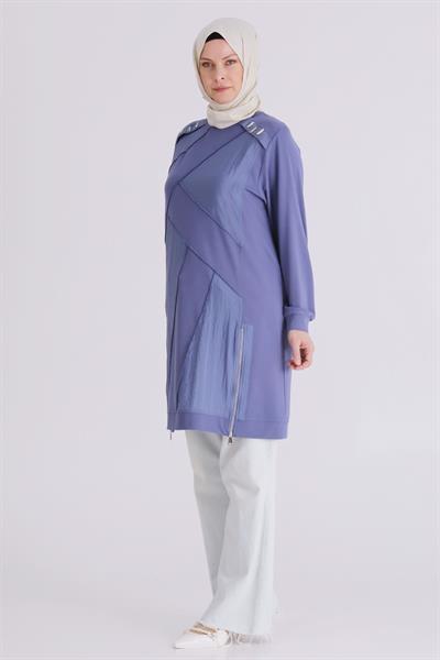 Behrem Büyük Beden Tesettür Tunik Morcivert OTW20135
