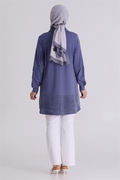 Behrem Büyük Beden Tesettür Tunik Morcivert OTW20136