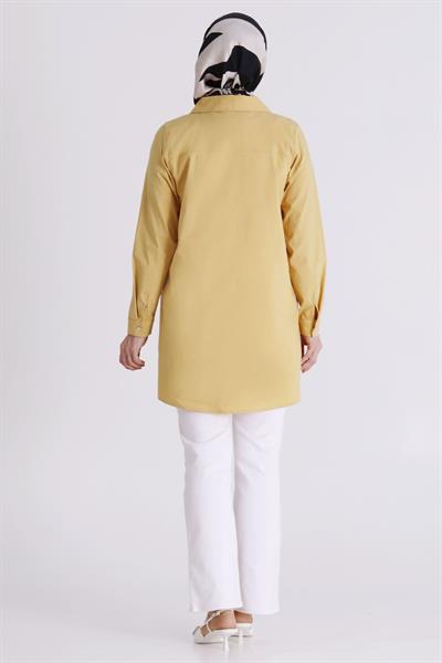 Behrem Büyük Beden Tesettür Tunik Safran OTW2357