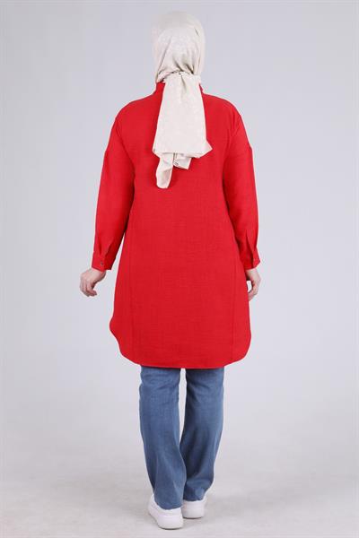 Behrem Büyük Beden Tesettür Tunik Scarlet OTW2337