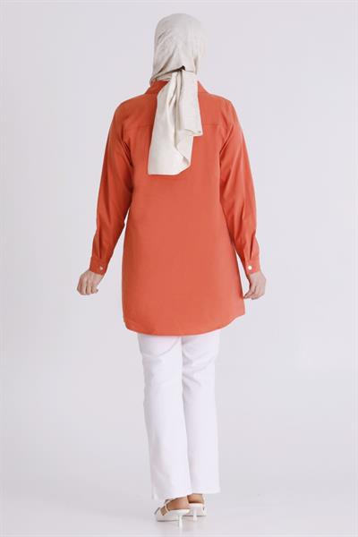 Behrem Büyük Beden Tesettür Tunik Şeftali OTW2358