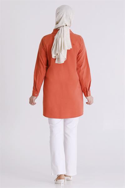 Behrem Büyük Beden Tesettür Tunik Şeftali OTW2357