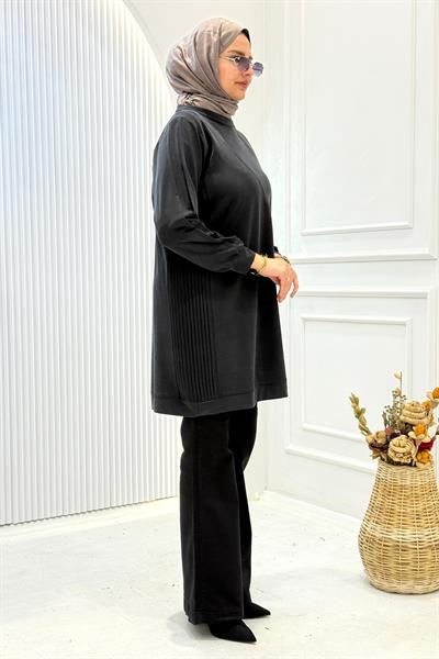 Behrem Büyük Beden Tesettür Tunik Siyah OTW20140