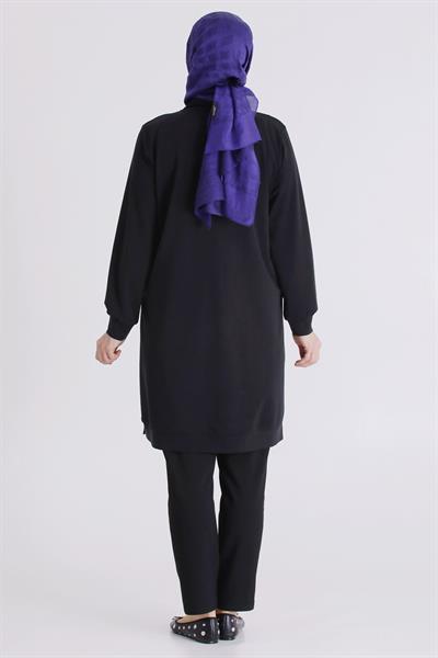 Behrem Büyük Beden Tesettür Tunik Siyah OTW20141