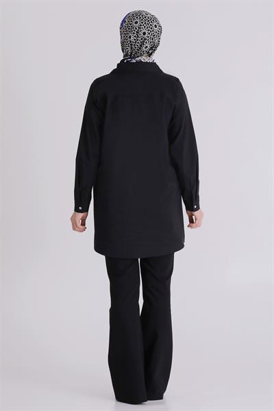Behrem Büyük Beden Tesettür Tunik Siyah OTW2357