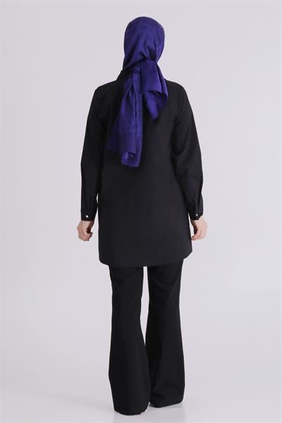 Behrem Büyük Beden Tesettür Tunik Siyah OTW2358