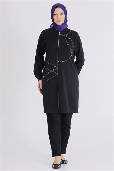 Behrem Büyük Beden Tesettür Tunik Siyah OTW20141