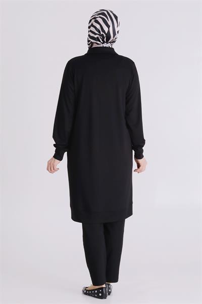 Behrem Büyük Beden Tesettür Tunik Siyah OTW2071