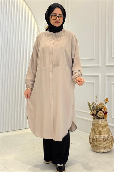 Behrem Büyük Beden Tesettür Tunik Taş OTW2356