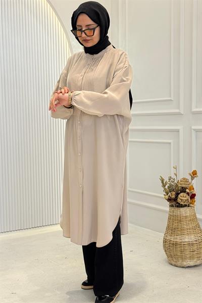 Behrem Büyük Beden Tesettür Tunik Taş OTW2356
